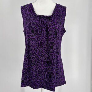 Fashion Bug Purple & Black Sleeveless Geometric Pattern Top Womens Size XL